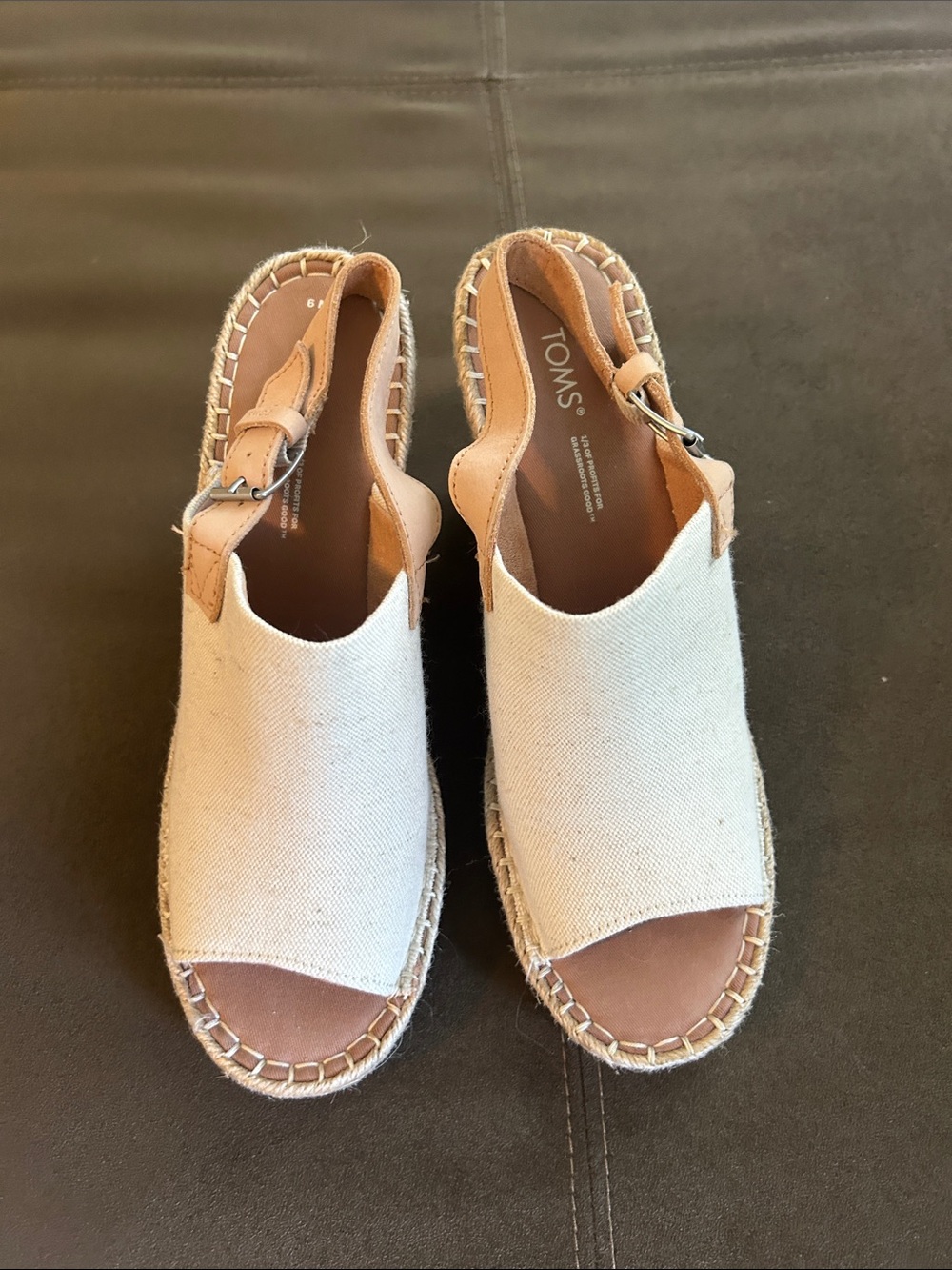 TOMS Natural Canvas Espadrille Slingback Sandals